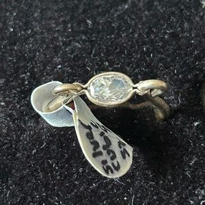 14kt GOLD & STERLING SILVER RING, OVAL CUBIC ZIRCONIA, LADIES SZ 8, HAND MADE &